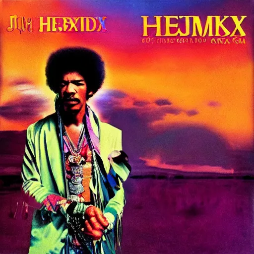 Prompt: jimi hendrix album cover