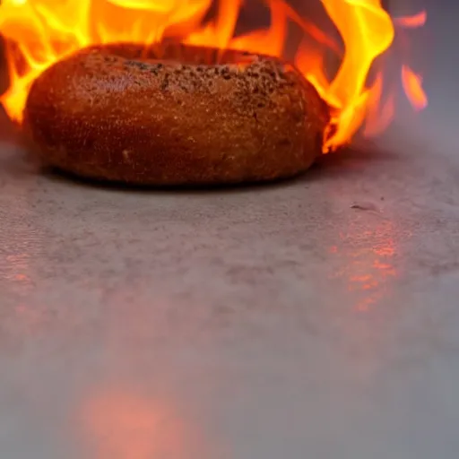 Prompt: photo of a bagel burning inside the scorching hot star