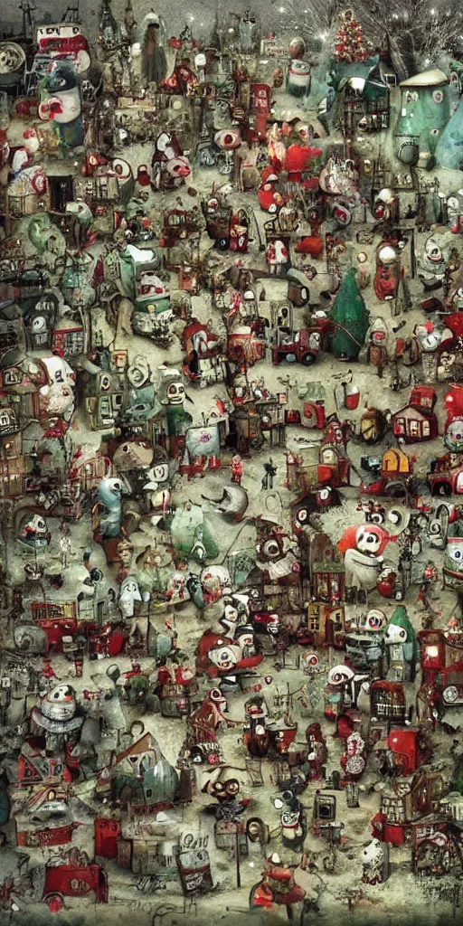 Image similar to a christmas toy junkyard scene by alexander jansson and where's waldo