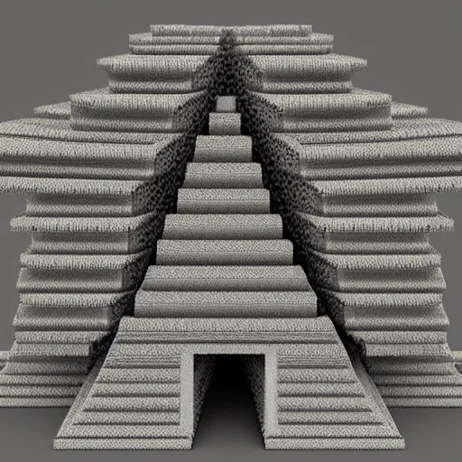 Prompt: Sierpinski pyramid 3D render made in Blender, symmetrical fractal