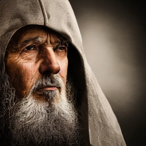 Image similar to stunning beautiful portrait photography of noble wise wizard from national geographic award winning, dramatic lighting, taken with canon 5d mk4, sigma art lens,