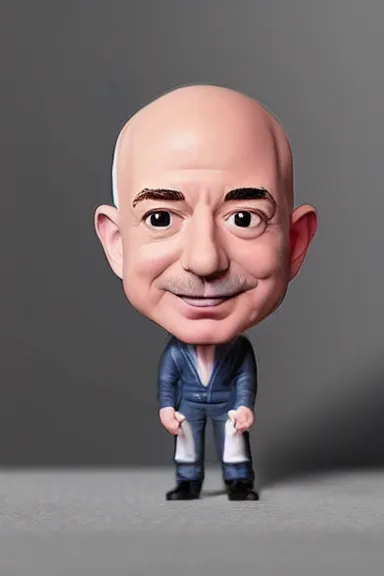 Image similar to “ very very highly detailed photorealistic jeff bezos funko pop, studio lighting and shading, 8 k, award - winning crisp details ”