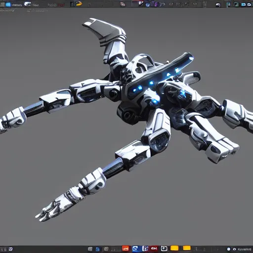 Prompt: hard surface, robotic platform, based on realistic spaceship, 6 claws, symmetric, unreal engine