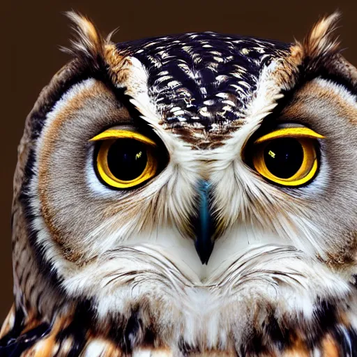 Prompt: owl with the head of a cat, 4k realistic photo
