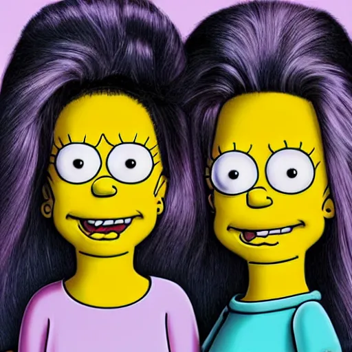 Image similar to stunning award winning hyperrealistic hdr 8 k highly detailed portrait photo of twins sherri and terri on the simpsons as real humans