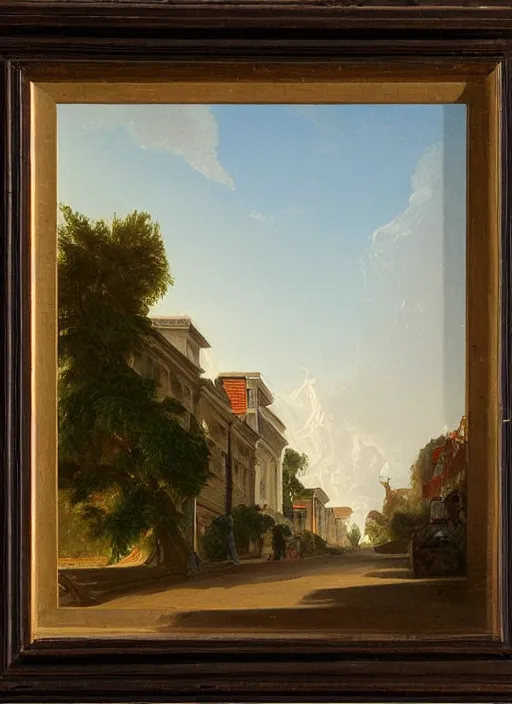 Prompt: a thomas cole painting of a street in san francisco