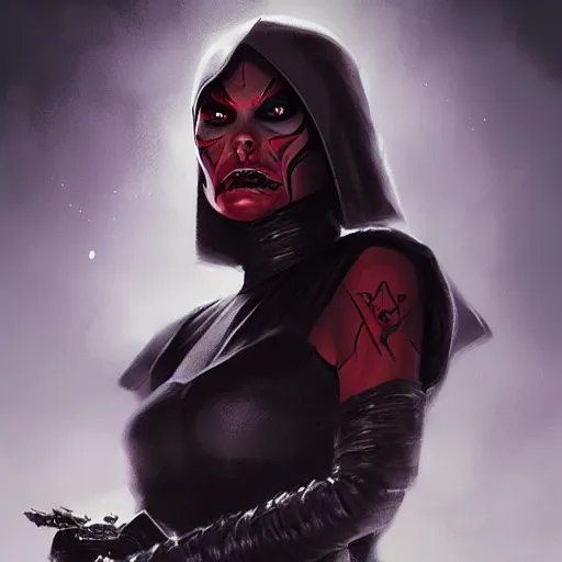 Image similar to portrait of a Darth Talon by Greg Rutkowski, she is about 20 years old, wearing black sith uniform, Star Wars Expanded Universe, highly detailed portrait, digital painting, artstation, concept art, smooth, sharp foccus ilustration, Artstation HQ