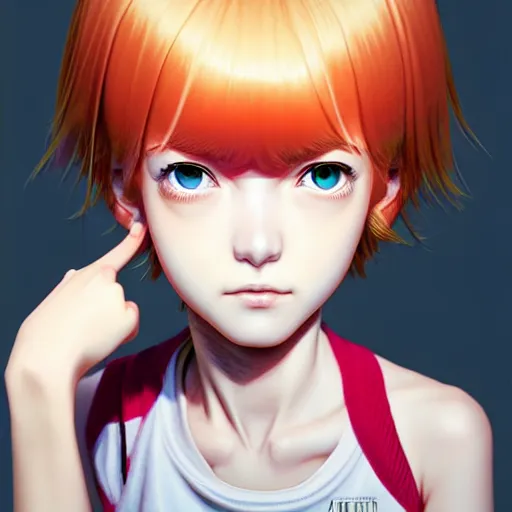 Image similar to portrait of the beautiful loser girl raising eyebrow, by katsuhiro otomo, yoshitaka amano, nico tanigawa, and artgerm rendered with 3 d effect.