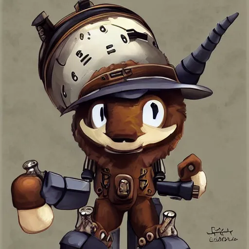 Prompt: fox man punches robot cow. steampunk, trending on artstation.