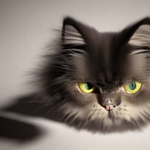 Prompt: still photo of a cute persian cat, highly detailed, photorealistic portrait, bright studio setting, studio lighting, crisp quality and light reflections, unreal engine 5 quality render