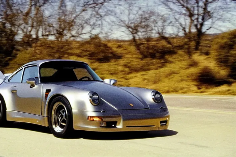 Image similar to 1975 Pontiac ((Porsche 959)) movie still, speed, cinematic Eastman 5384 film