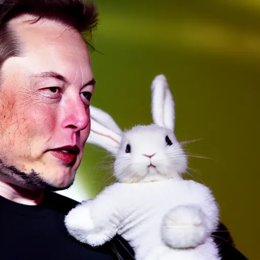 Prompt: natural intrinsic inherent detail of scene with elon musk wearing a bunny costume