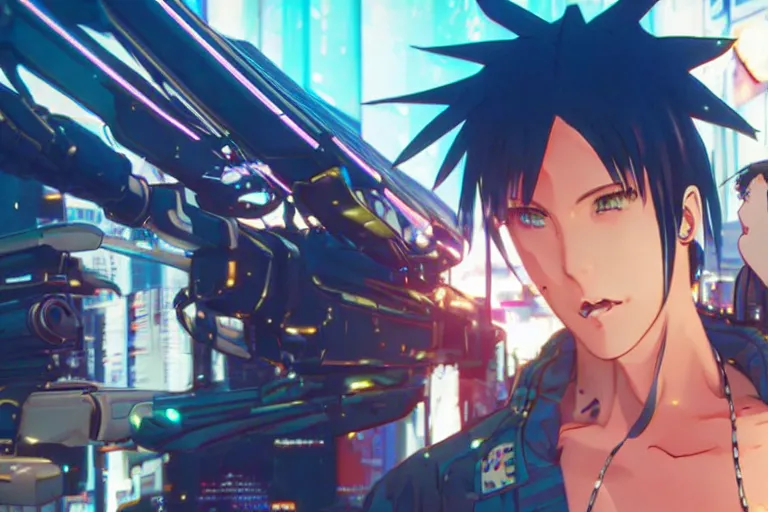 anime cyberpunk 2077 anime series screenshot, perfect, Stable Diffusion