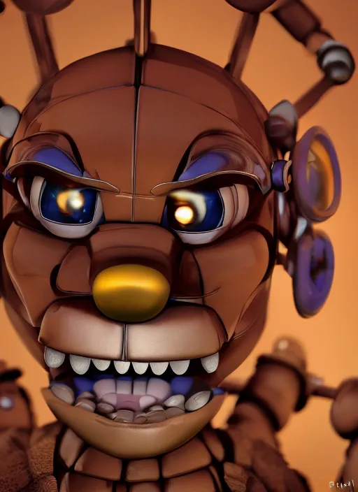 Prompt: closeup portrait of fnaf, depth of field, zeiss lens, detailed, symmetrical, centered, fashion photoshoot, by annie leibovitz and steve mccurry, david lazar, jimmy nelsson, breathtaking, 8 k resolution, extremely detailed, beautiful, establishing shot, artistic, hyperrealistic, beautiful face, octane render