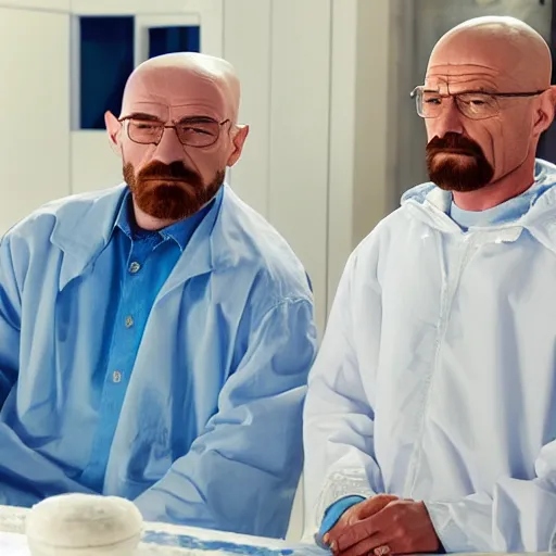 Image similar to walter white selling blue methamfetamine to suleyman soylu realistic dof 8k