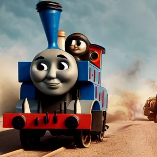 Image similar to still frame of Thomas the Tank Engine in MAD MAX: FURY ROAD (2015)