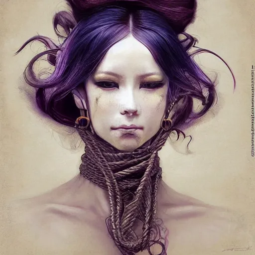 Image similar to portrait of a Shibari rope wrapped face and neck, headshot, insanely nice professional hair style, dramatic hair color, digital painting, of a old 18th century, Royal Emperor, amber jewels, baroque, ornate clothing, scifi, realistic, hyperdetailed, chiaroscuro, concept art, art by Franz Hals and Jon Foster and Ayami Kojima and Amano and Karol Bak,