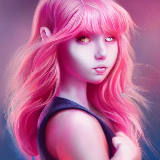 Image similar to teen girl, pink hair, gorgeous, amazing, elegant, intricate, highly detailed, digital painting, artstation, concept art, sharp focus, illustration, art by nel-zel formula