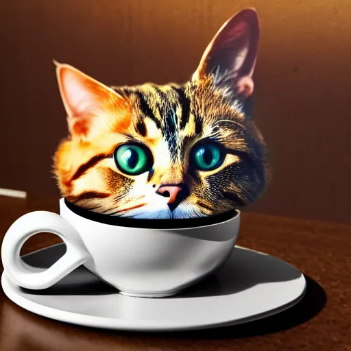 Image similar to a cat wearing a helmet, latte art, 8 k, hd, full - hd, ultra - hd, super - resolution, global illumination, insanely detailed and intricate, hypermaximalist, elegant, ornate, hyper realistic, super detailed