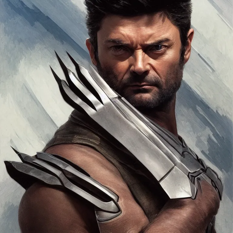 Image similar to Karl Urban as Wolverine, highly detailed, digital painting, artstation, concept art, smooth, sharp focus, illustration, ArtStation, art by artgerm and greg rutkowski and alphonse mucha and J. C. Leyendecker and Edmund Blair Leighton and Katsuhiro Otomo and Geof Darrow and Phil hale and Ashley wood and Ilya repin and Charlie Bowater