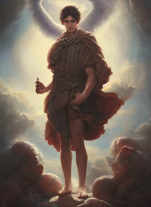 Prompt: a magical portrait of the young god of masculinity, art by tom bagshaw and greg danton and manuel sanjulian