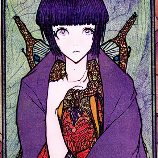 Image similar to anime girl, artwork by Harry Clarke, highly detailed, anime, manga