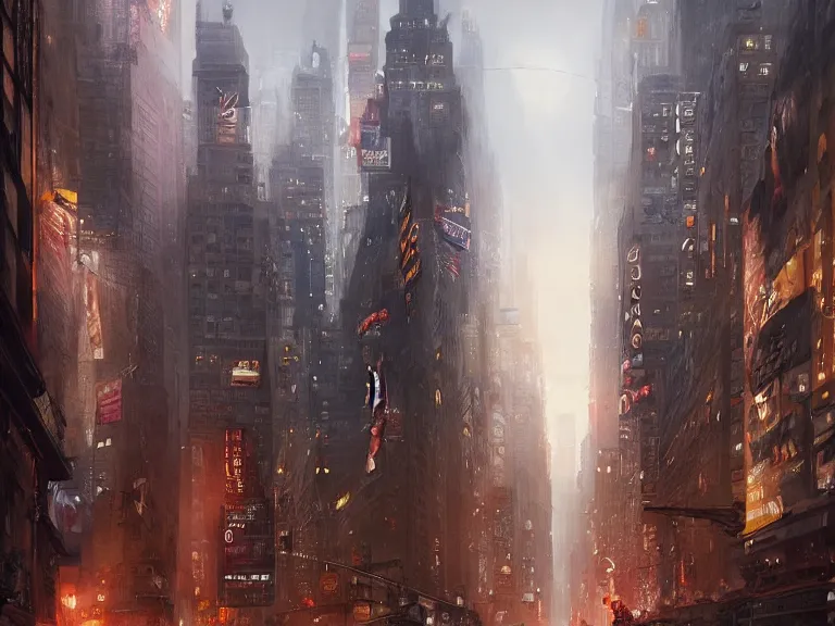 Prompt: new york as a medival city, cinematic, 8 k, beautiful, smoothly, concept art, artstation, highly detailed, by wlop, by greg rutkowski, oil painting, by artgerm