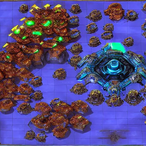 Image similar to a starcraft 2 map themed in iron man colors