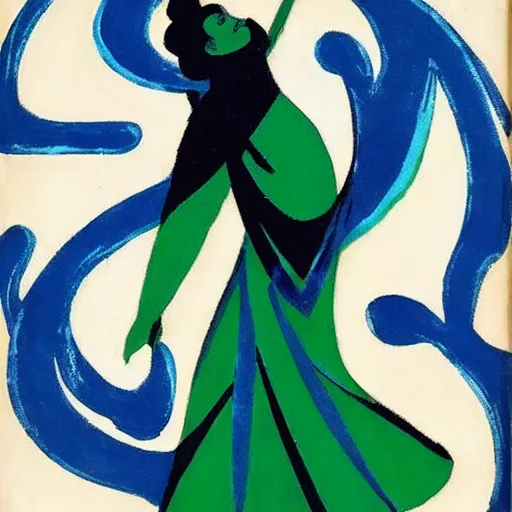 Image similar to navajo green distorted by arturo souto, by kees scherer. a conceptual art of a woman with wings made of stars, surrounded by a blue & white night sky. the woman is holding a staff in one hand, & a star in the other. she is wearing a billowing dress, & her hair is blowing in the wind.