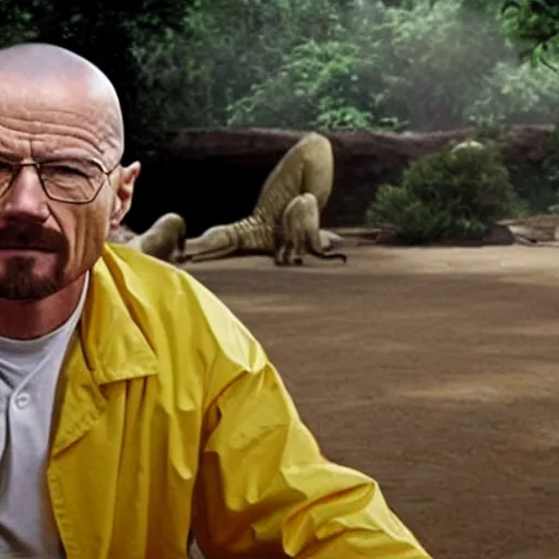 Prompt: walter white in jurassic park