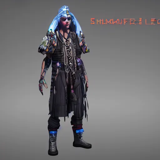 Prompt: cyberpunk shaman unreal engine character