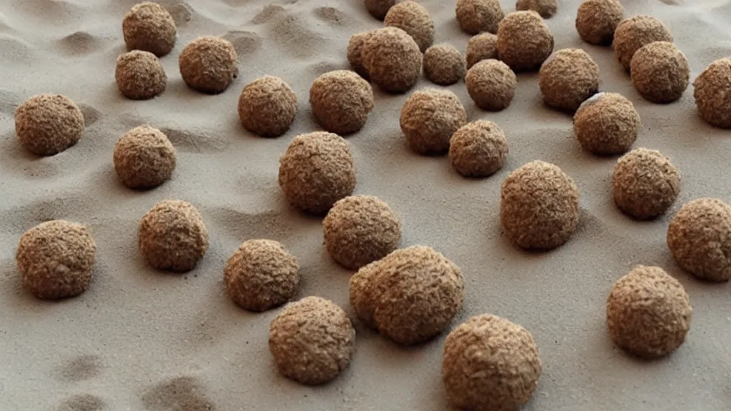 Prompt: sand art touched hive meatball repeats