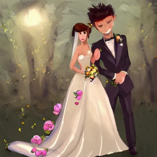 Image similar to wedding of two fruits trending on artstation