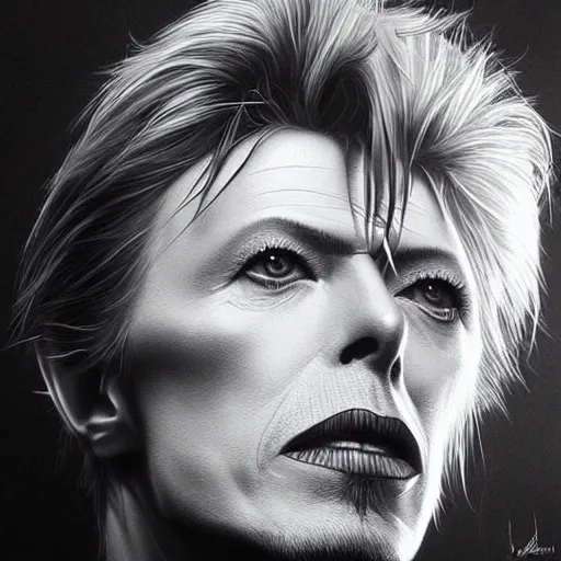 Image similar to portrait of david bowie, art by artgerm