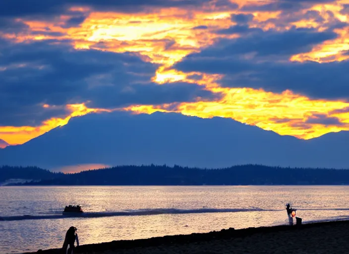 Prompt: vancouver, beach, sunset, ocean