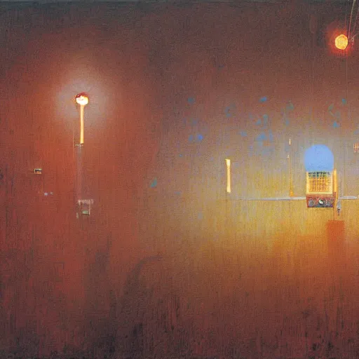 Image similar to detailed painting of a satellite station, exterior, floral ornaments, volumetrics lights, beam of bright lights through the clouds, beksinski, bougeureau