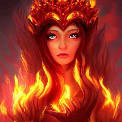 Prompt: Princess of Fire manipulating flames beautiful artwork digital art trending on artstation