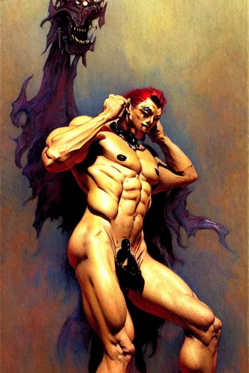 Image similar to male, monster, character design, painting by gaston bussiere, katsuya terada, frank frazetta, tom of finland, trending on artstation