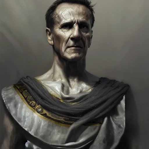 Prompt: a dramatic epic ethereal portrait of Julius Caesar, full body with dynamic pose, male, detailed face, cinematic lighting, highly detailed oil on canvas painting by Greg Rutkowski, winning-award digital art trending on Artstation H 1024 W 832
