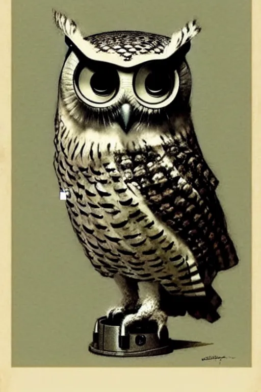 Image similar to (((((1950s robot camera owl . muted colors.))))) by Jean-Baptiste Monge !!!!!!!!!!!!!!!!!!!!!!!!!!!!!!