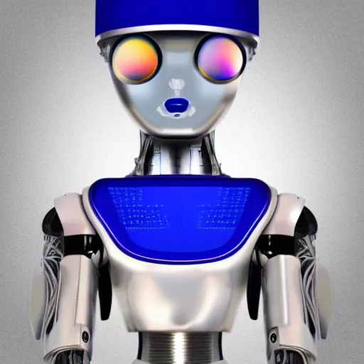 Prompt: humanoid robot with a retro computer screen as its head