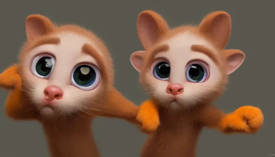 Prompt: very very very cute baby creatures by Max Kostenko and Bobby Chiu, disney, pixar, red nose studio, character design for animation, big disney eyes, symmetrical eyes, cuteness, Trending on Artstation, octane render, 4k, 8k, HD
