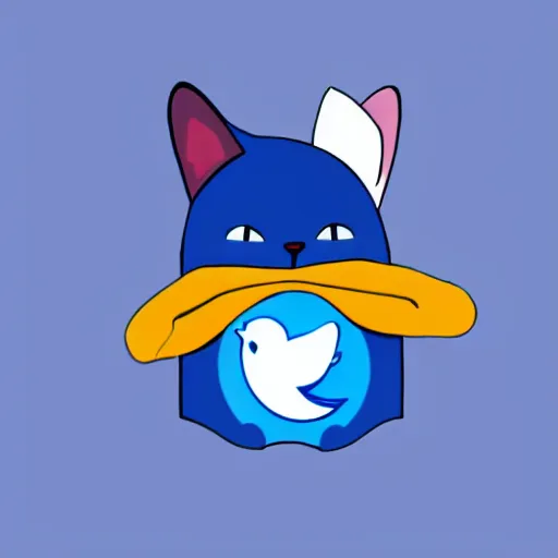 Prompt: photo of blue cat with twitter logo