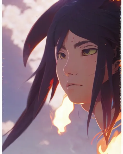 Image similar to azctec warrior, cat girl, finely detailed perfect face, exquisite details, fire magic, mid view, design on a white background, by studio muti, greg rutkowski makoto shinkai takashi takeuchi studio ghibli