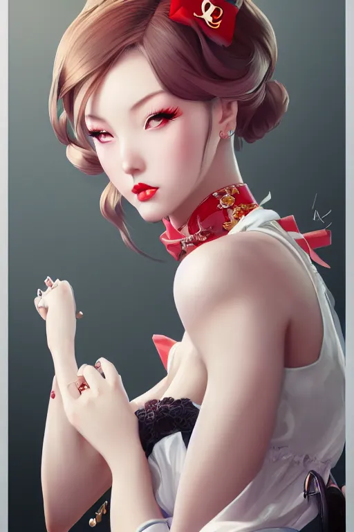 Image similar to a pin up and beautiful fashion charming dreamlke japan girl with lv jewelry, character art, art by artgerm lau and wlop and and ilya kuvshinov and john singer sargent, hyperdetailed, 8 k realistic, symmetrical, frostbite 3 engine, cryengine, dof, trending on artstation, digital art