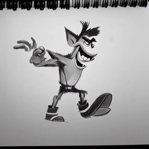 Image similar to milt kahl sketch of crash bandicoot