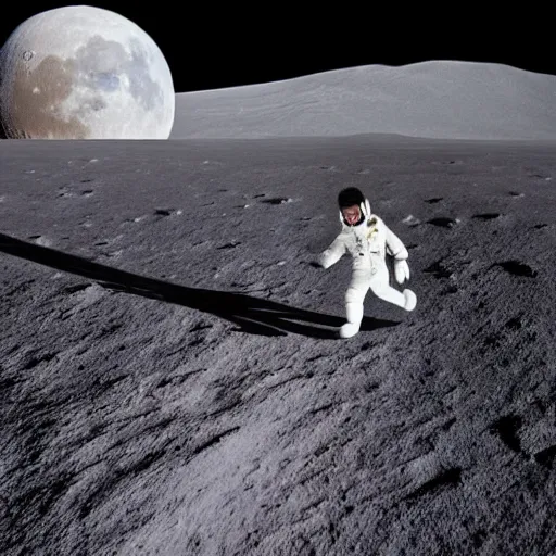 Image similar to michael jackson moonwalking on the moon, creative photo manipulation, photoshop