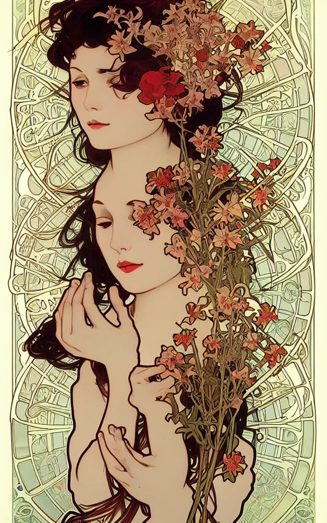 Image similar to pain(t) by alphonse mucha by james jean and by ross tran