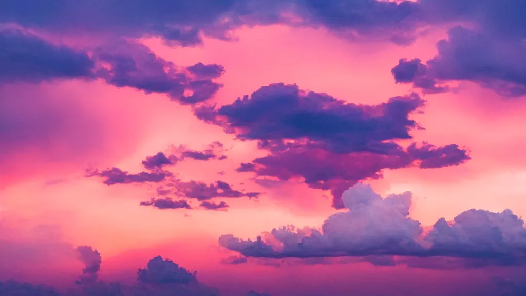 Prompt: watercolor of cumulonimbus clouds on a pink sunset, dslr photography, 4 k resolution