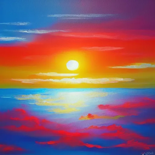 Prompt: paint acrylic sunsat sky